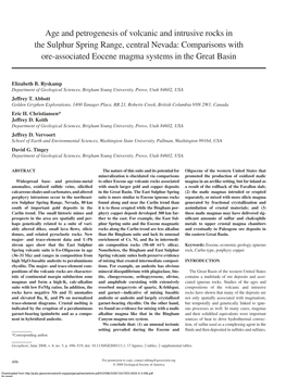 Age and Petrogenesis of Volcanic and Intrusive Rocks in the Sulphur