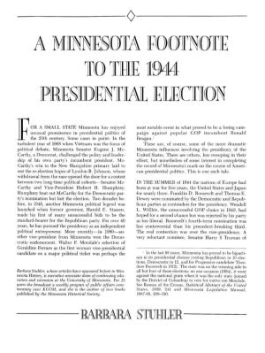 A Minnesota Footnote to the 1944 Presidential Election / Barbara