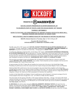 2019 Nfl Kickoff Presented by Ea