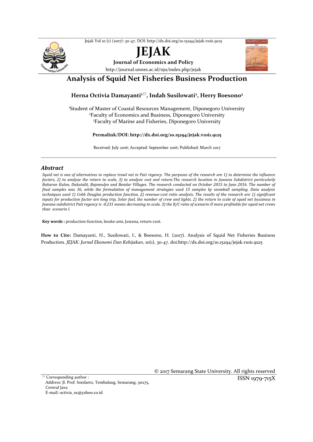 Analysis of Squid Net Fisheries Business Production