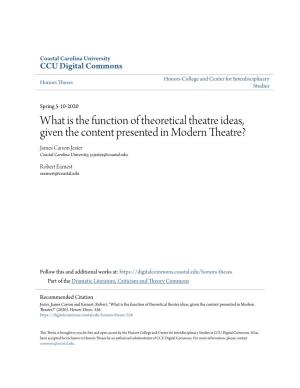 What Is the Function of Theoretical Theatre Ideas, Given the Content Presented in Modern Theatre?