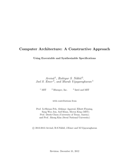 Computer Architecture: a Constructive Approach