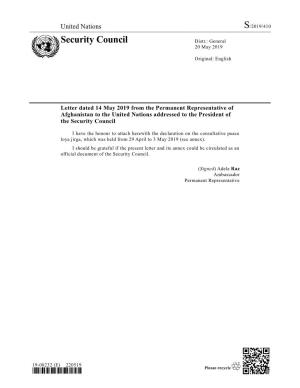 Security Council Distr.: General 20 May 2019