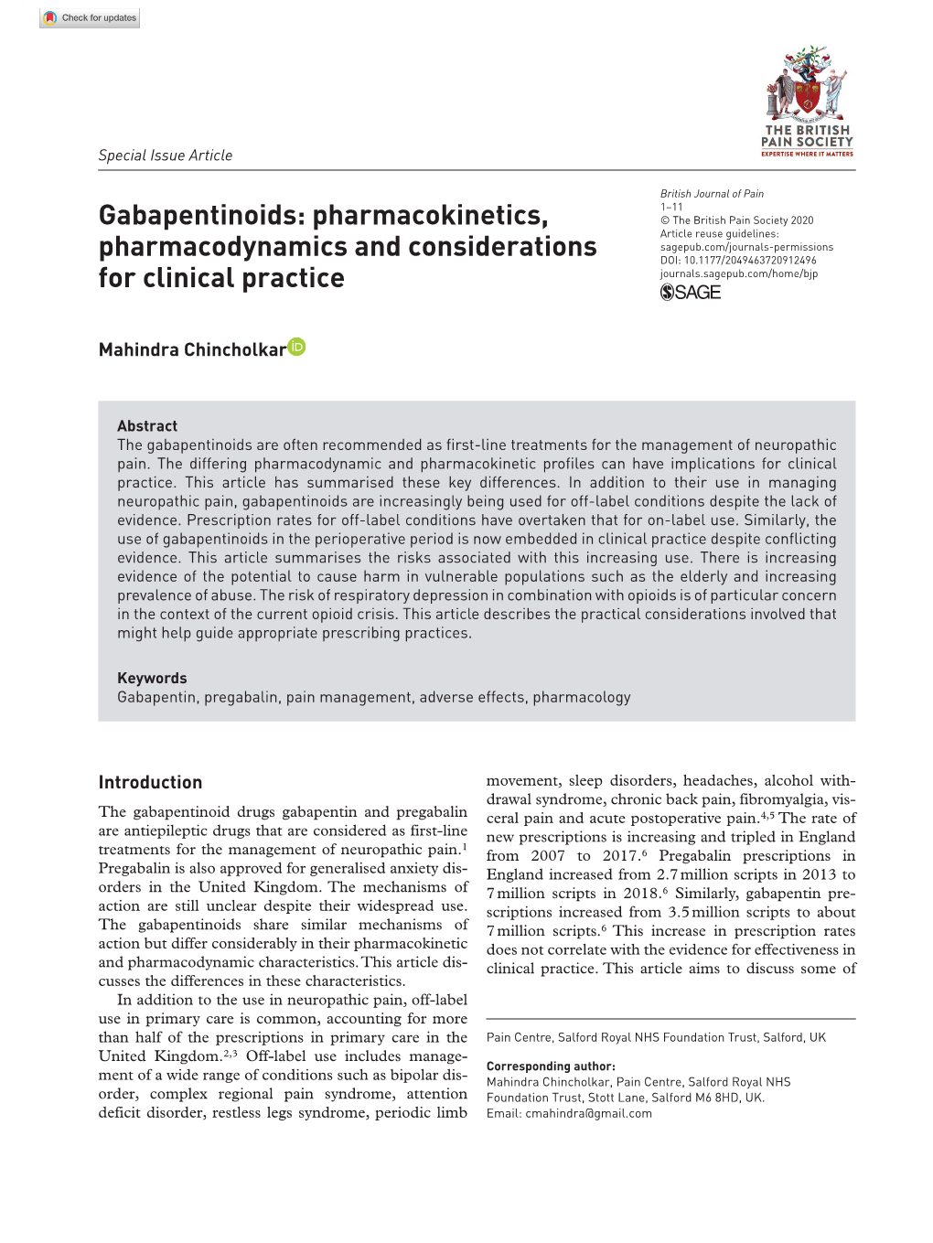 Gabapentinoids: Pharmacokinetics, Pharmacodynamics and Considerations for Clinical Practice