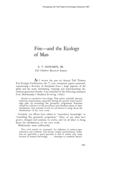 Fire – and the Ecology of Man, by E. V. Komarek, Sr., Pp