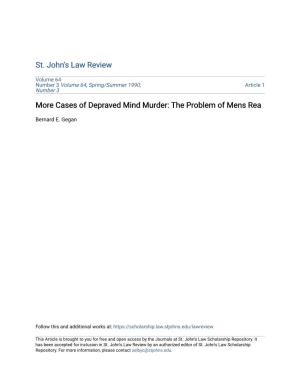 Cases of Depraved Mind Murder: the Problem of Mens Rea