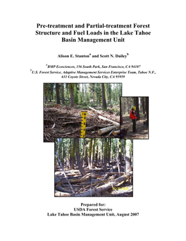 Pre-Treatment and Partial-Treatment Forest Structure and Fuel Loads in the Lake Tahoe Basin Management Unit