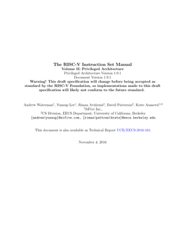 The RISC-V Instruction Set Manual