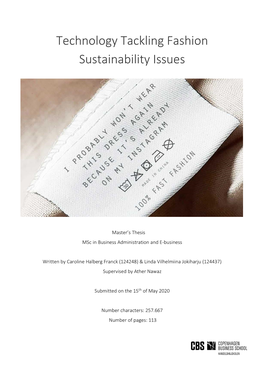 Technology Tackling Fashion Sustainability Issues
