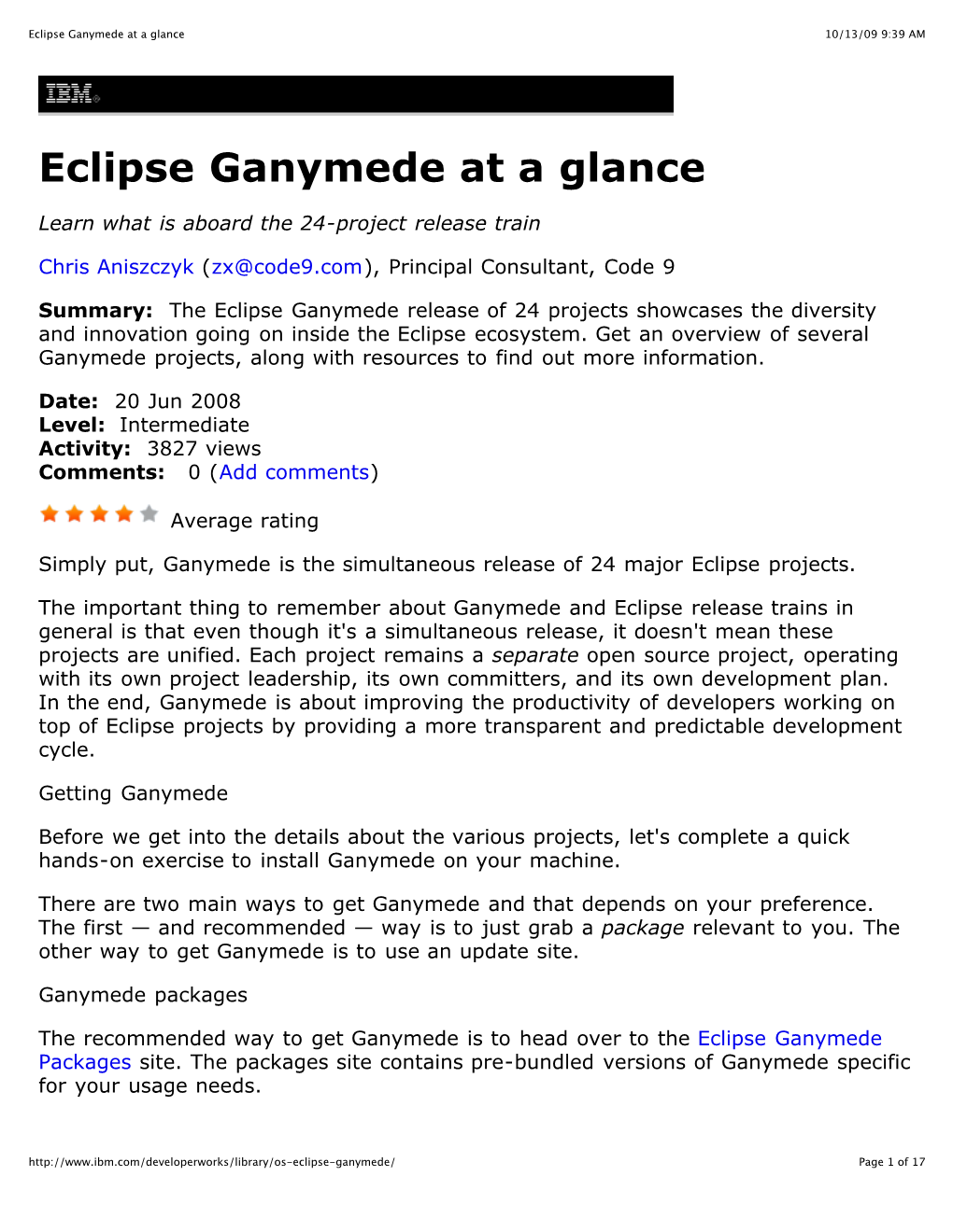 Eclipse Ganymede at a Glance 10/13/09 9:39 AM