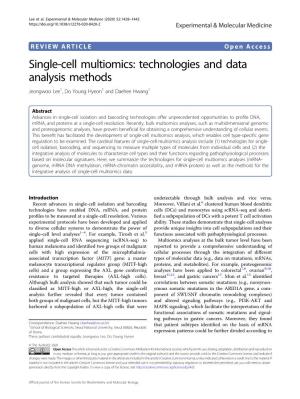 Single-Cell Multiomics: Technologies and Data Analysis Methods Jeongwoo Lee1,Doyounghyeon1 and Daehee Hwang1