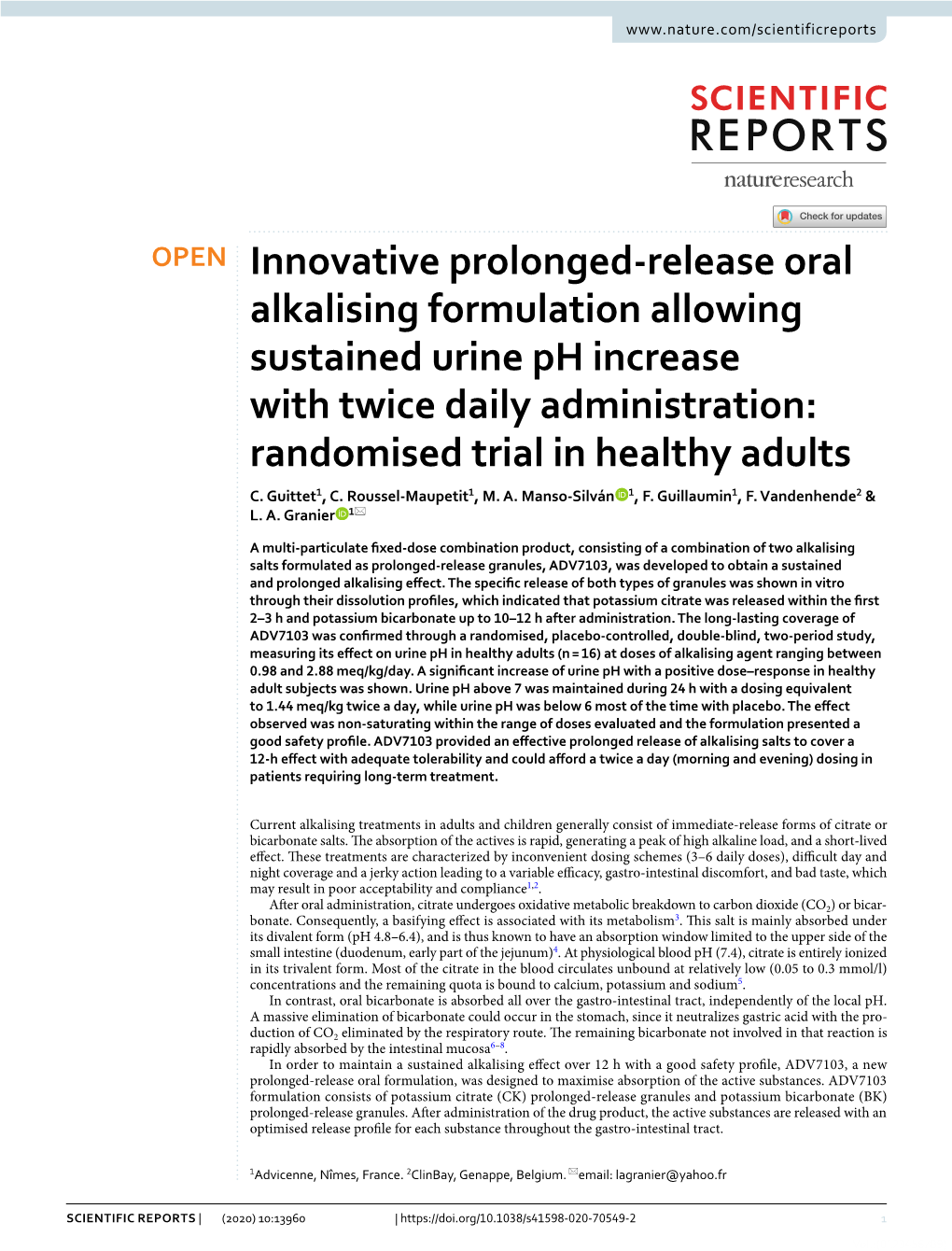 Innovative Prolonged-Release Oral Alkalising Formulation