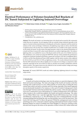 Electrical Performance of Polymer-Insulated Rail Brackets of DC Transit Subjected to Lightning Induced Overvoltage