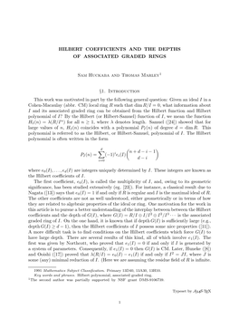 Hilbert Coefficients and the Depths of Associated Graded Rings