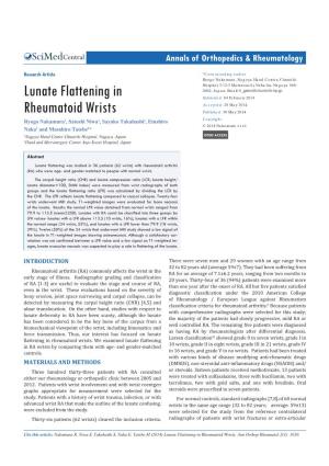 Lunate Flattening in Rheumatoid Wrists