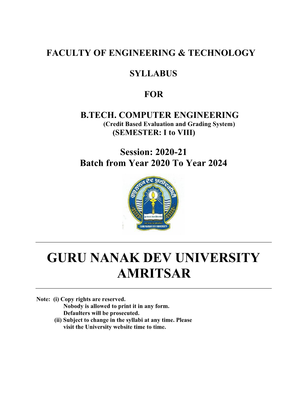 Guru Nanak Dev University Amritsar