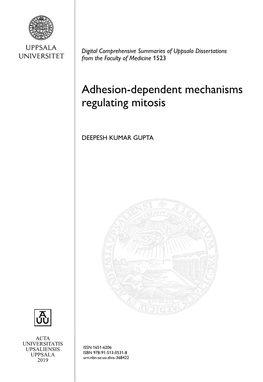 Adhesion-Dependent Mechanisms Regulating Mitosis