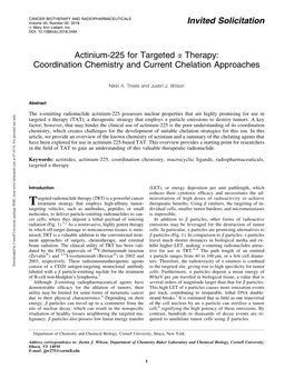 Actinium-225 for Targeted Α Therapy: Coordination Chemistry and Current Chelation Approaches