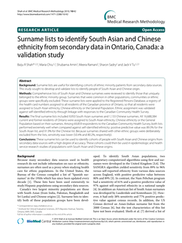 Surname Lists to Identify South Asian and Chinese Ethnicity From
