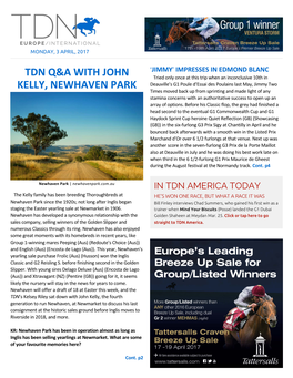 Tdn Q&A with John Kelly, Newhaven Park