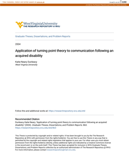 Application of Turning Point Theory to Communication Following an Acquired Disability