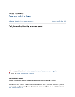 Religion and Spirituality Resource Guide