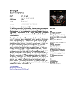 Blutengel Black Symphonies Format CD / CD+DVD Label out of LINE Cat.No