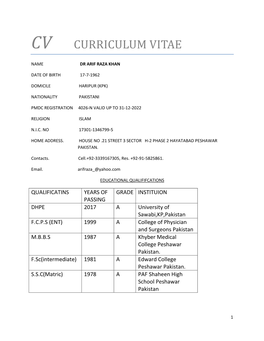 Cv Curriculum Vitae