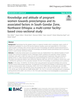 Knowledge and Attitude of Pregnant Women Towards Preeclampsia and Its Associated Factors in South Gondar Zone, Northwest Ethiopi