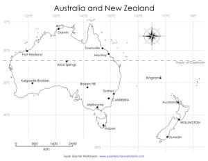 Australia and New Zealand 120°E 130°E 140°E 150°E 160°E 170°E 180° 10°S Sydney Townsville Wellington Sydney Townsville Wellington N