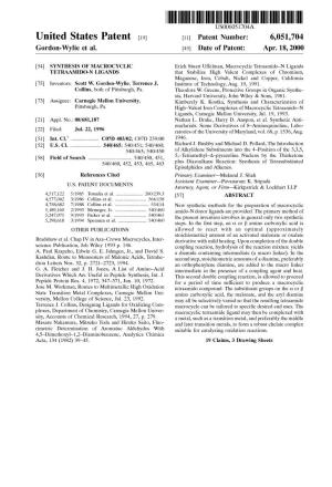 United States Patent (19) 11 Patent Number: 6,051,704 Gordon-Wylie Et Al