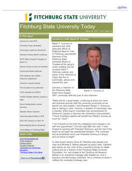 Fitchburg State University Today Newsletter for March 30 2015