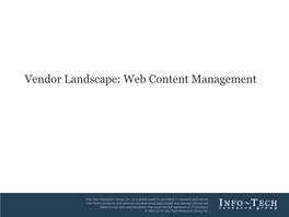 Vendor Landscape: Web Content Management