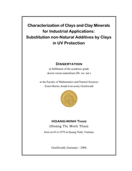 Characterization of Clays and Clay Minerals for Industrial Applications: Substitution Non-Natural Additives by Clays in UV Protection