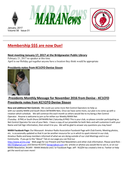 Membership $$$ Are Now Due!
