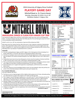PLAYOFF GAME DAY Mitchell Bowl Vs