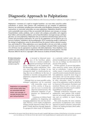 Diagnostic Approach to Palpitations Diagnostic Approach Pitations, Written by the Author of This Article, Is Provided on Page 755
