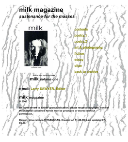 Milk Magazine Sustenance for the Masses