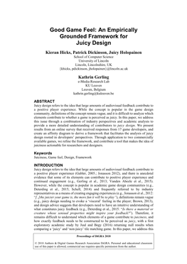 An Empirically Grounded Framework for Juicy Design