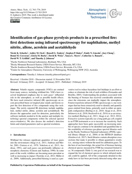 Identification of Gas-Phase Pyrolysis Products in A