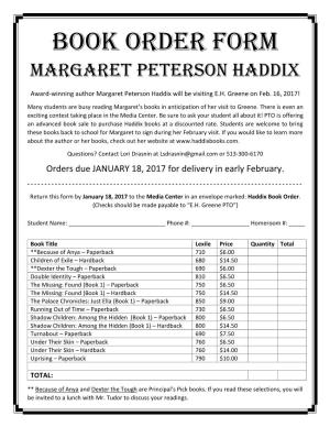 Haddix Book Order Form