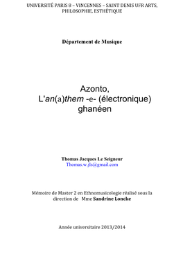 Azonto, L'an(A)Them -E- (Électronique) Ghanéen