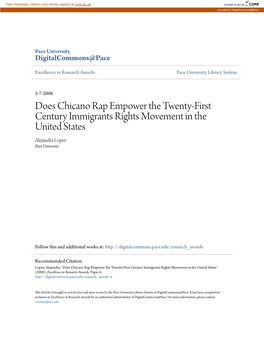 Does Chicano Rap Empower the Twenty-First Century Immigrants Rights Movement in the United States Alejandra Lopez Pace University