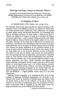 Essays on Monastic Themes St. Seraphim of Sarov