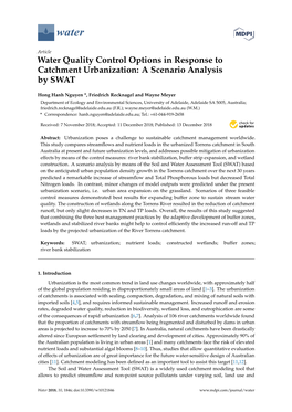 Water Quality Control Options in Response to Catchment Urbanization: a Scenario Analysis by SWAT