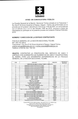 Aviso De Convocatoria Fgn-022-2016