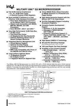 MILITARY I386tm SX MICROPROCESSOR