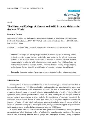 The Historical Ecology of Human and Wild Primate Malarias in the New World