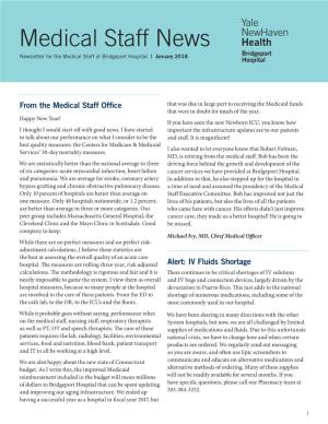 Medical Staff News Newsletter for the Medical Staff of Bridgeport Hospital | January 2018