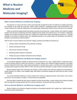 What Is Nuclear Medicine and Molecular Imaging?